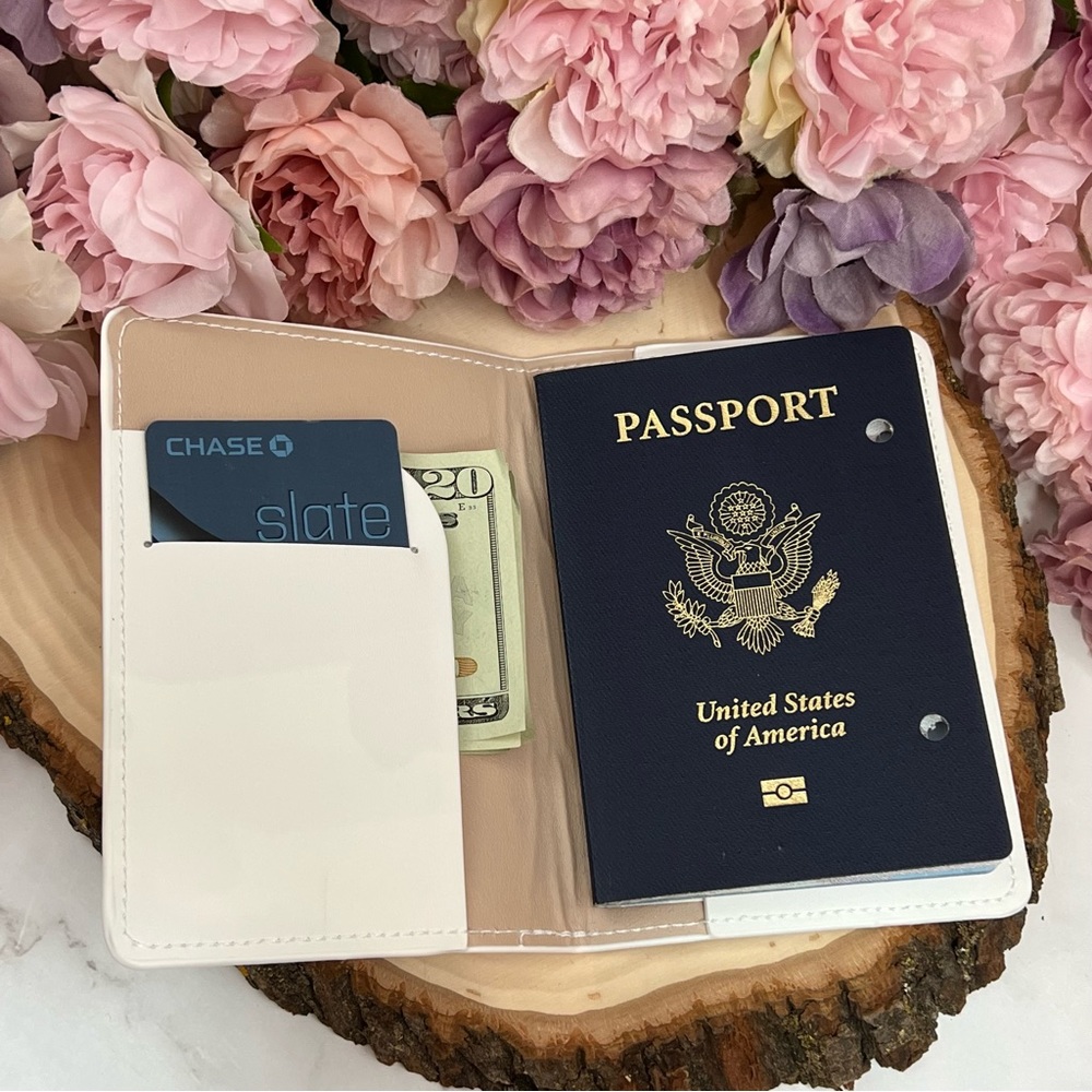 Mr & Mrs Vegan Leather Airplane Passport Cover Holder Case - Picture 10 of 15